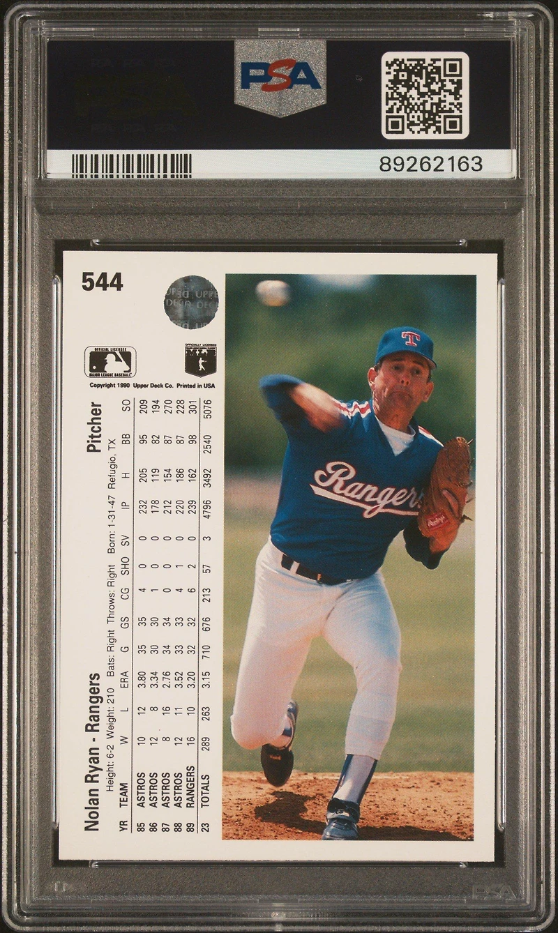 1990 Upper Deck 544 Nolan Ryan PSA 10