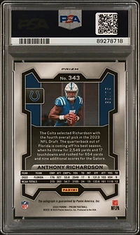 2023 Panini Prizm 343 Anthony Richardson Autograph-green Scope PSA 9