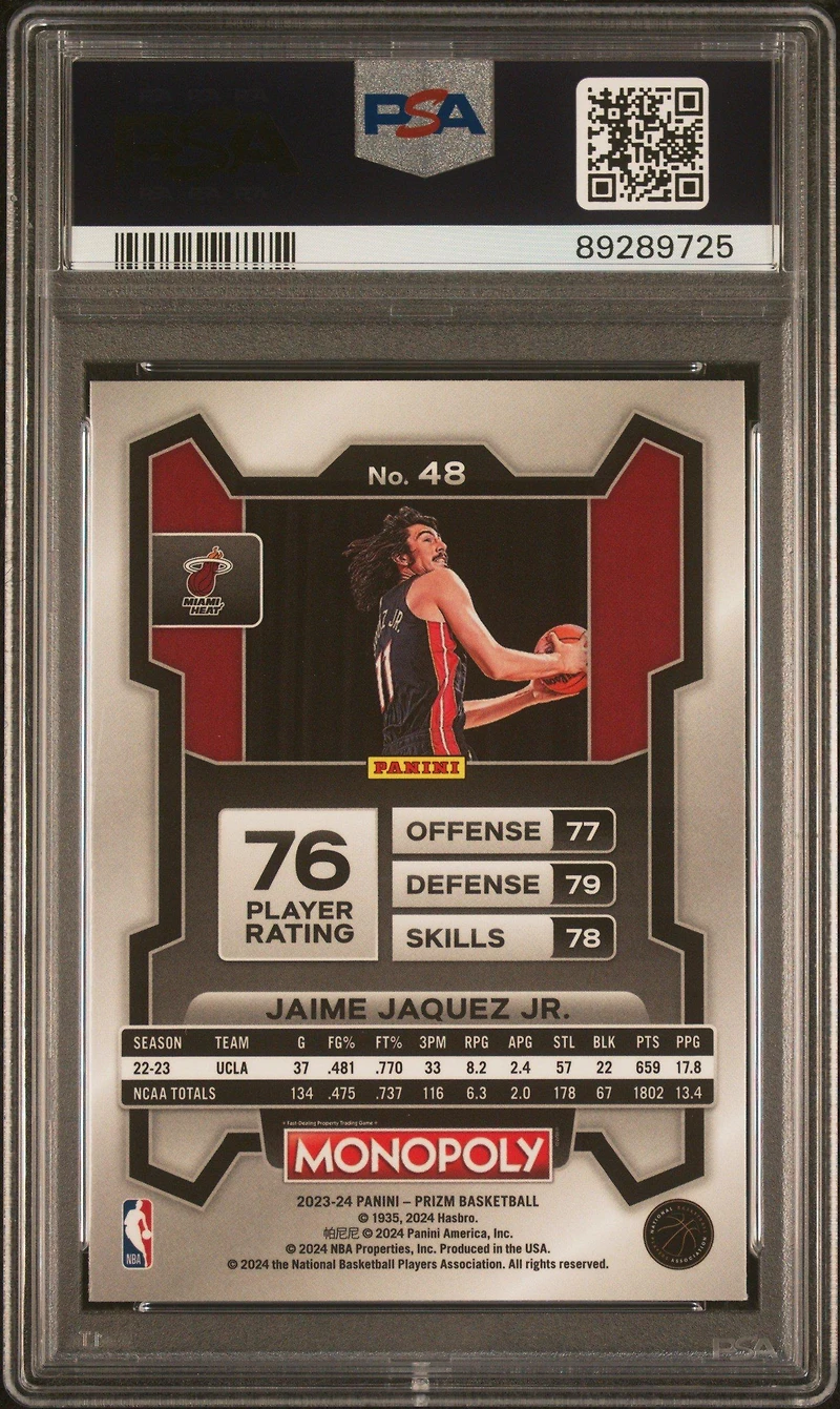 2023 Panini Prizm Monopoly 48 Jaime Jaquez Jr. PSA 10