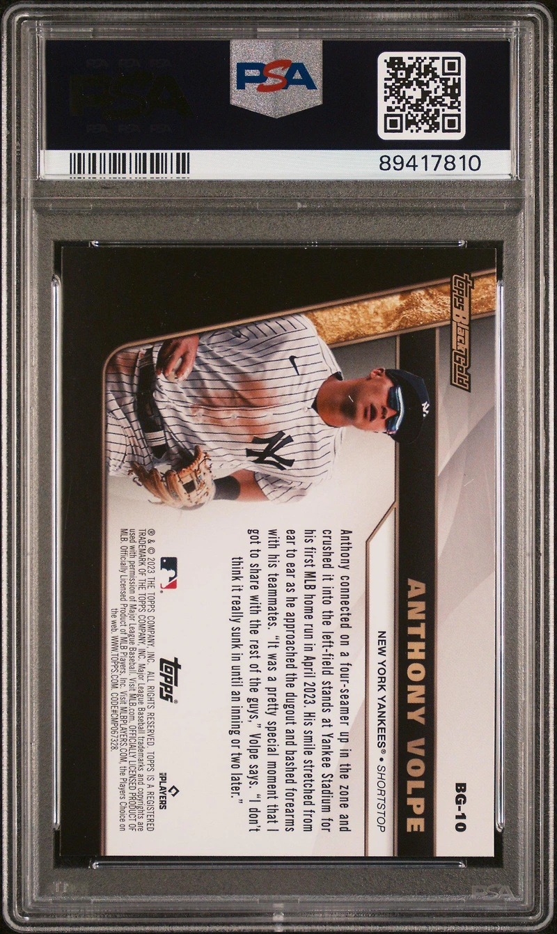 2023 Topps Update Black Gold Bg10 Anthony Volpe PSA 9