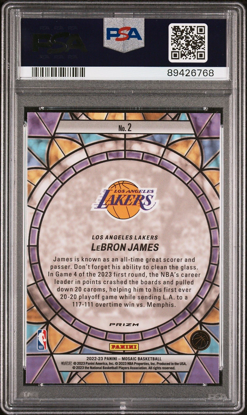 2022 Panini Mosaic Stained Glass 2 Lebron James PSA 9