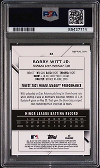 2022 Topps Finest 62 Bobby Witt Jr. Refractor PSA 10