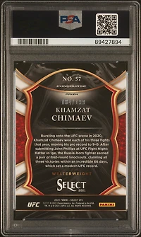 2021 Panini Select Ufc 57 Khamzat Chimaev Red Disco Prizm PSA 9