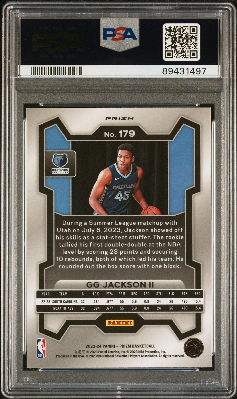 2023 Panini Prizm 179 Gg Jackson Ii PSA 10