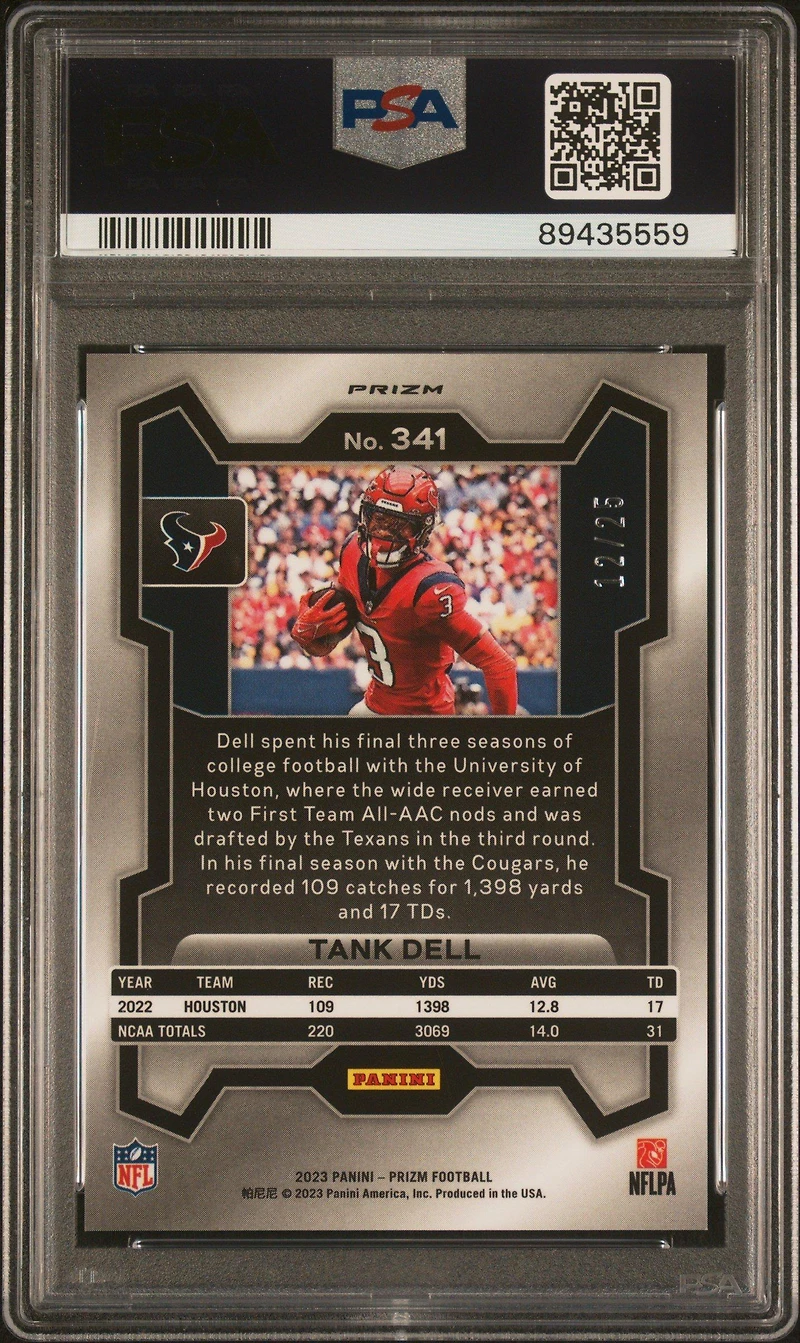 2023 Panini Prizm 341 Tank Dell Blue Shimmer PSA 10