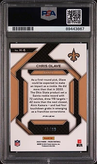 2023 Panini Prizm Emergent H6 Chris Olave Blue Ice PSA 9