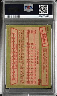 1985 Topps 401 Mark Mcgwire 1984 Usa Baseball Team PSA 8