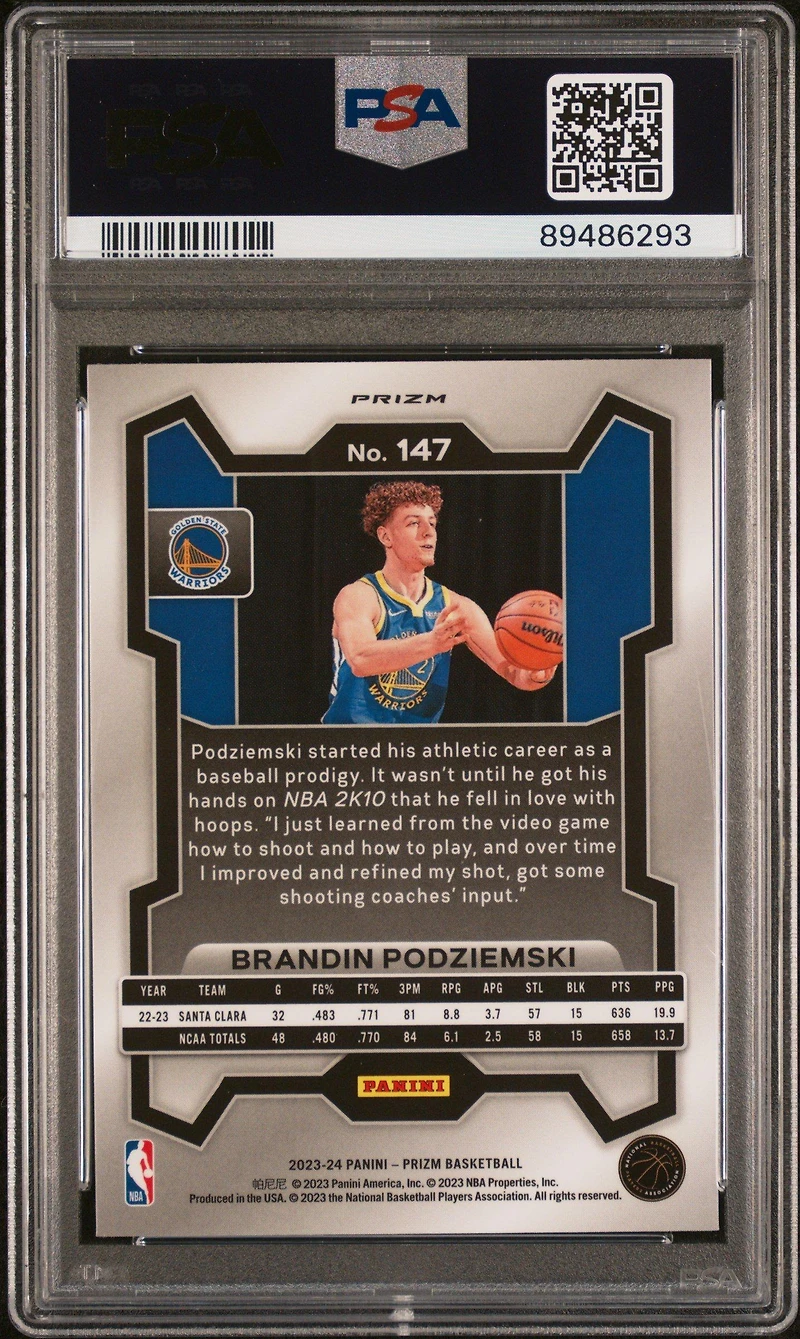 2023 Panini Prizm 147 Brandin Podziemski PSA 10