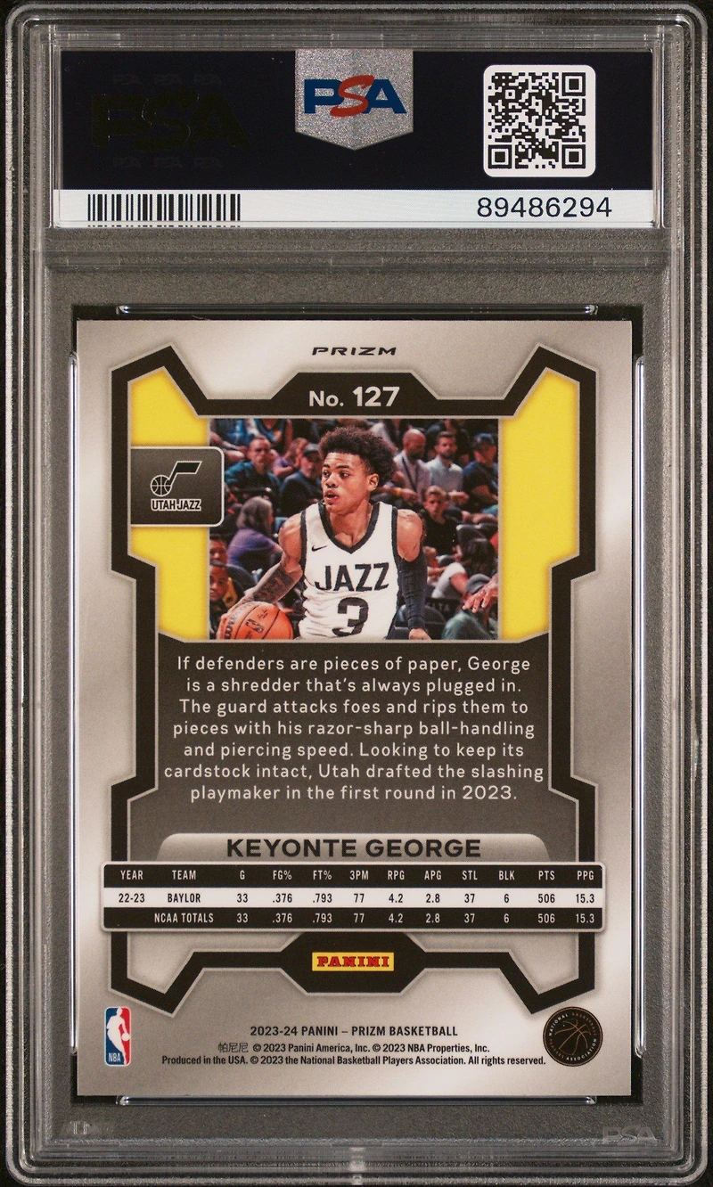 2023 Panini Prizm 127 Keyonte George Green Prizm PSA 10