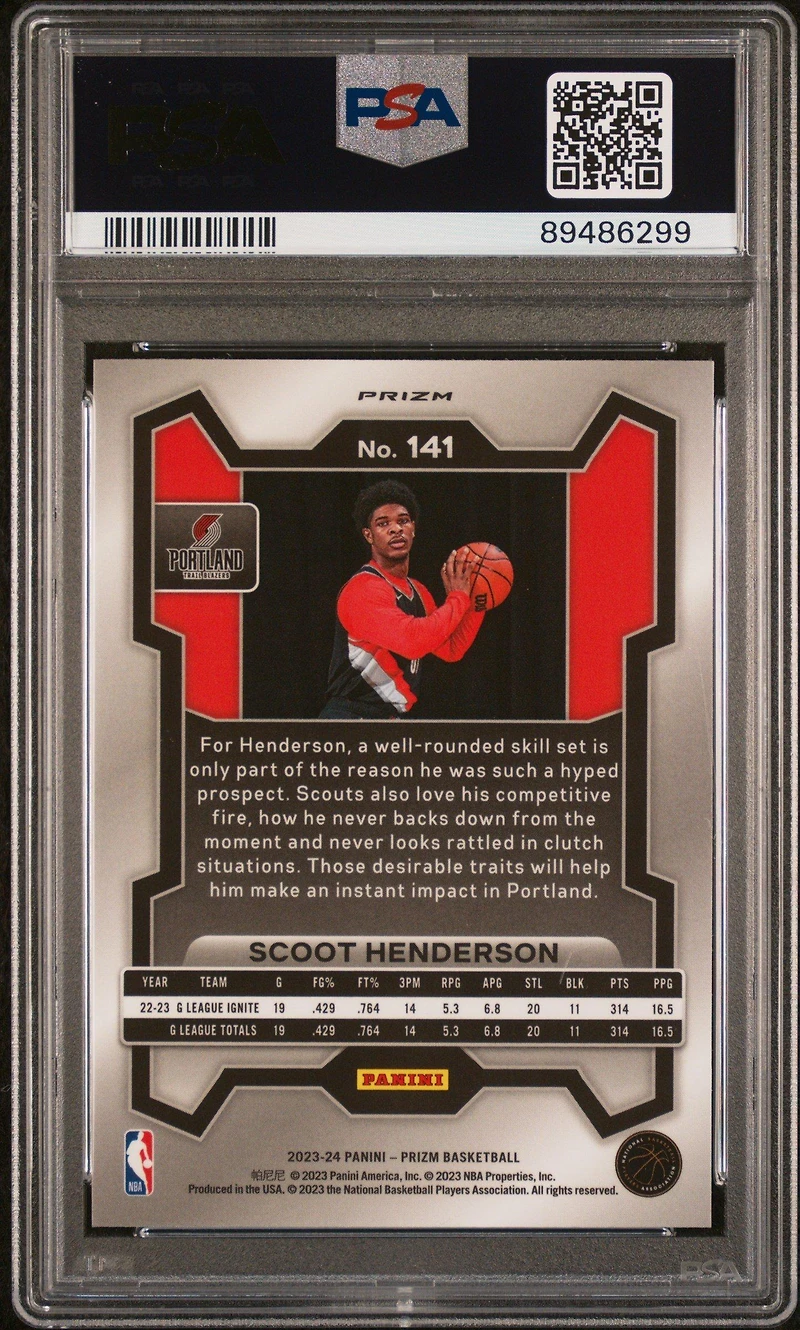 2023 Panini Prizm 141 Scoot Henderson Ice PSA 10