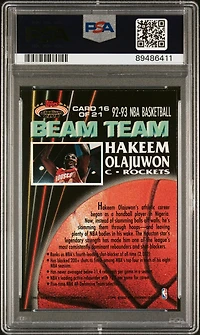 1992 Stadium Club Beam Team 16 Hakeem Olajuwon Members Only PSA 9