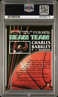 1992 Stadium Club Beam Team 15 Charles Barkley Members Only PSA 8