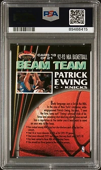 1992 Stadium Club Beam Team 18 Patrick Ewing Members Only PSA 9