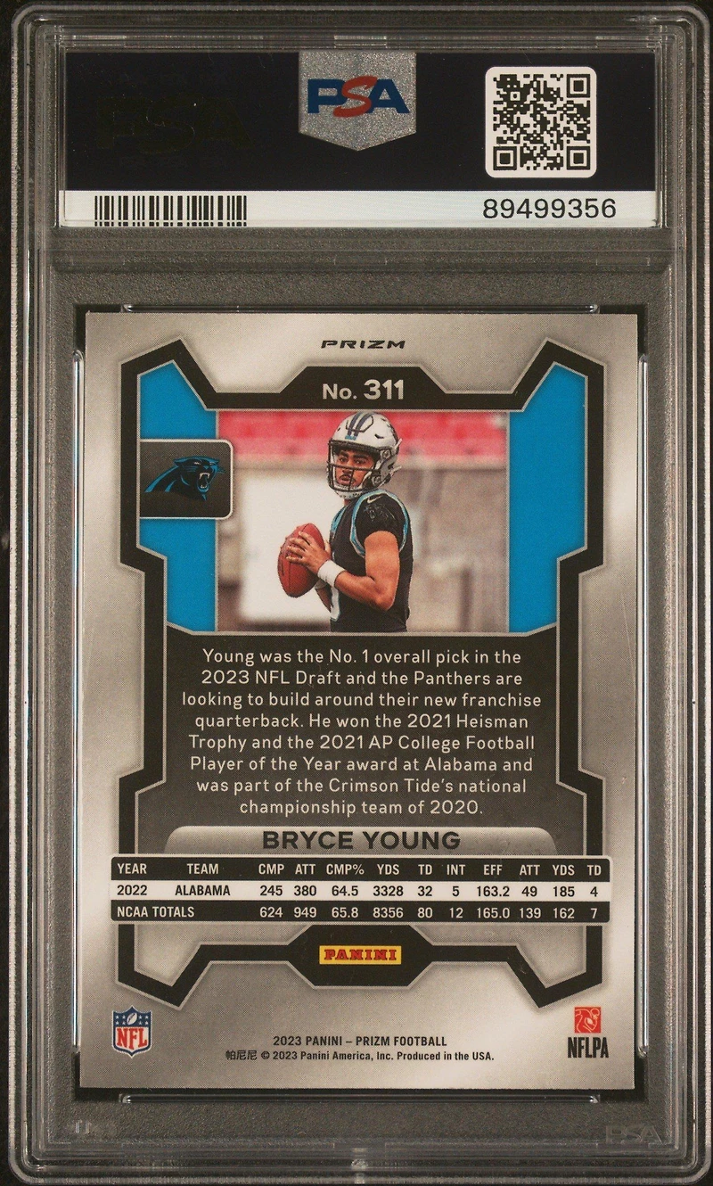 2023 Panini Prizm 311 Bryce Young Red/white/blue Prizm PSA 9
