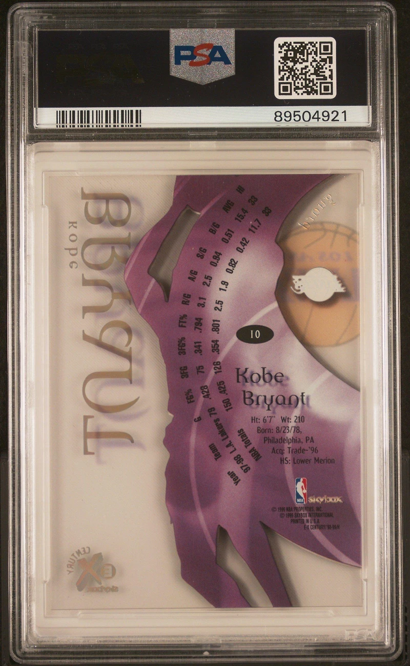 1998 Skybox E-x Century 10 Kobe Bryant PSA 9
