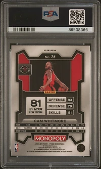 2023 Panini Prizm Monopoly 31 Cam Whitmore Monopoly Red Pattern PSA