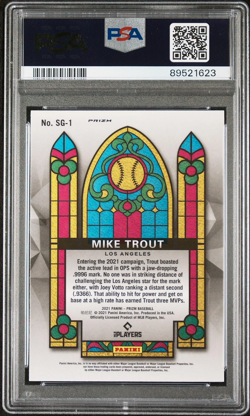 2021 Panini Prizm Stained Glass Sg-1 Mike Trout Red/white/blue Prizm PSA 10