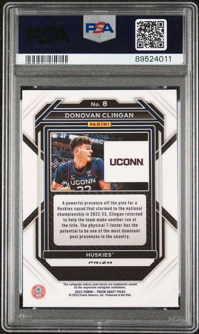 2023 Panini Prizm Draft Picks Rated Prospects 8 Donovan Clingan Silver Prizm PSA 9