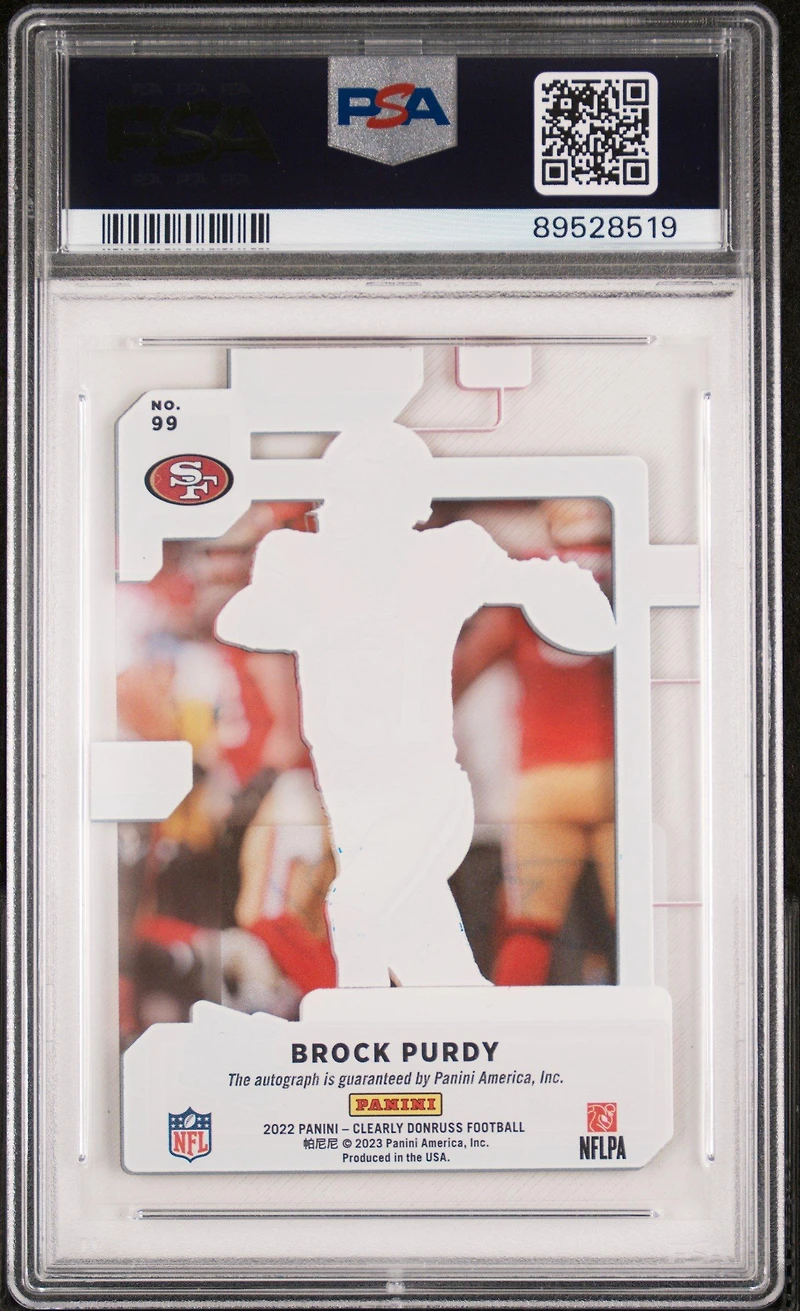 2022 Panini Clearly Donruss 99 Brock Purdy Autograph PSA 10
