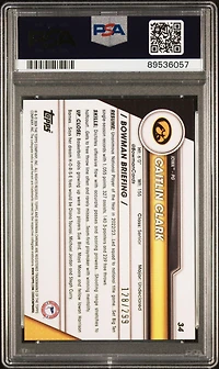 2023 Bowman University Chrome 34 Caitlin Clark Aqua Wave PSA 10