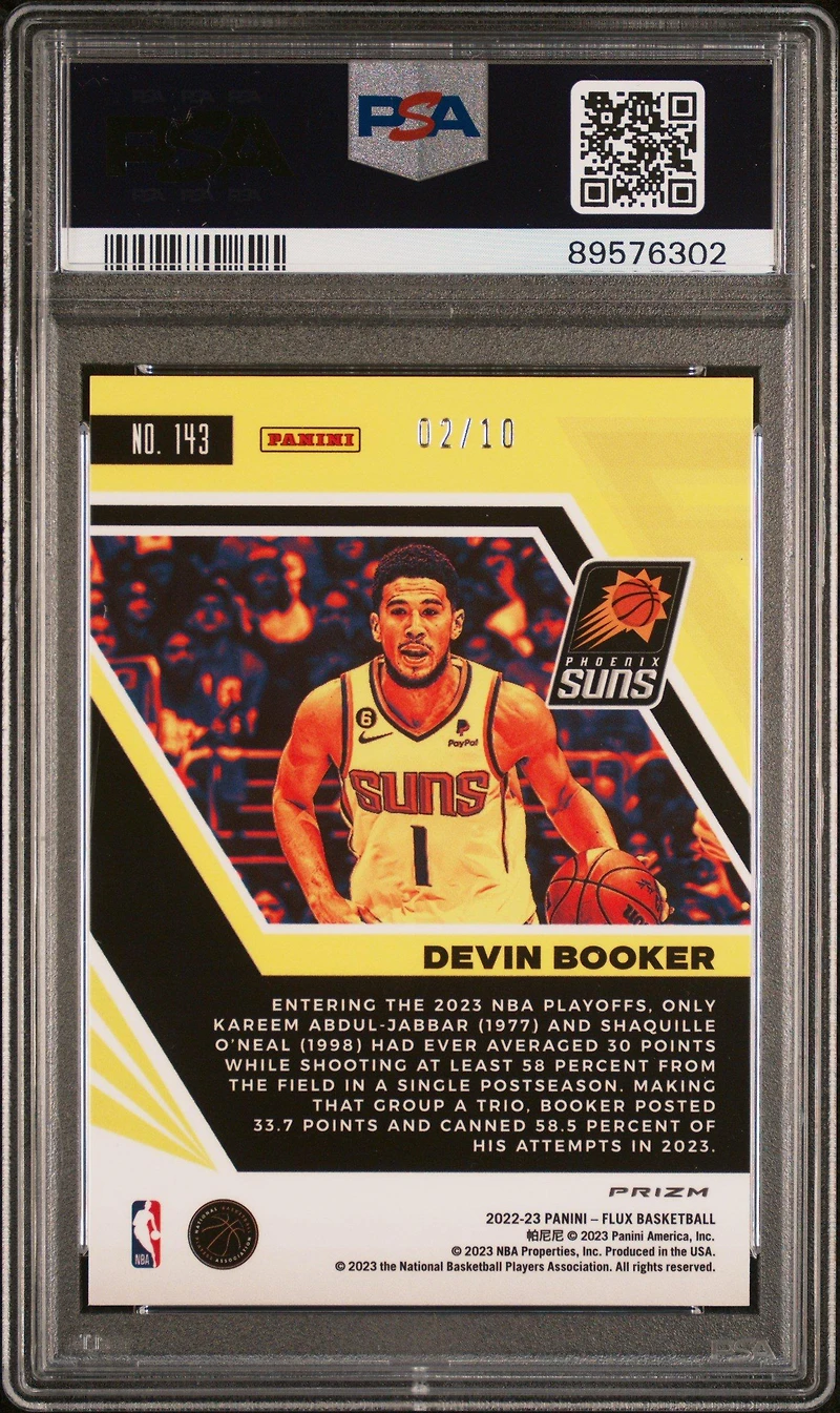 2022 Panini Flux 143 Devin Booker Gold Cracked Ice PSA 10