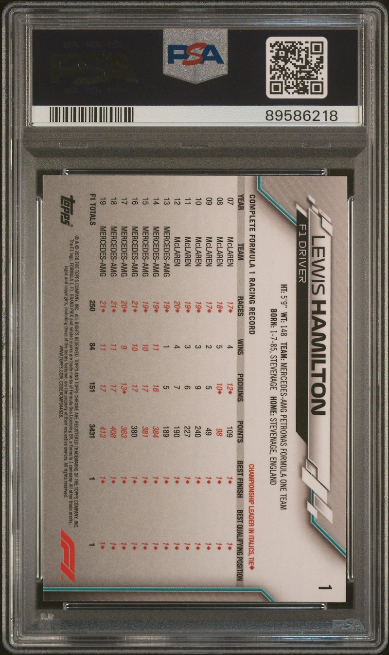 2020 Topps Chrome Formula 1 1 Lewis Hamilton PSA 10