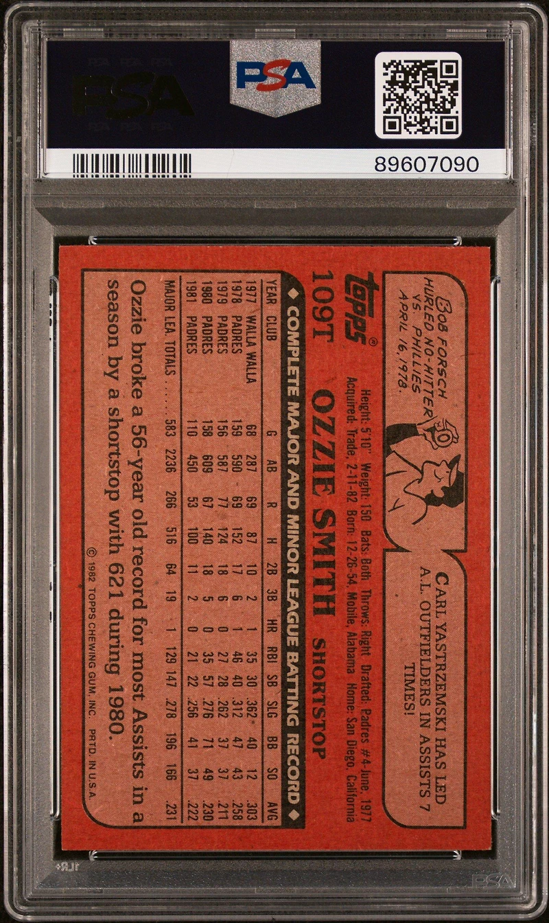 1982 Topps Traded 109t Ozzie Smith PSA 8