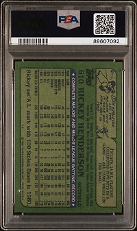 1982 Topps 610 Rickey Henderson PSA 8