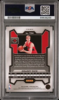 2023 Panini Prizm 134 Gradey Dick Silver Prizm PSA 10