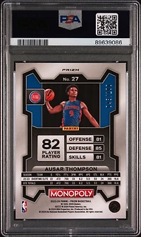 2023 Panini Prizm Monopoly 27 Ausar Thompson Red Millionaire Shimmer PSA 9