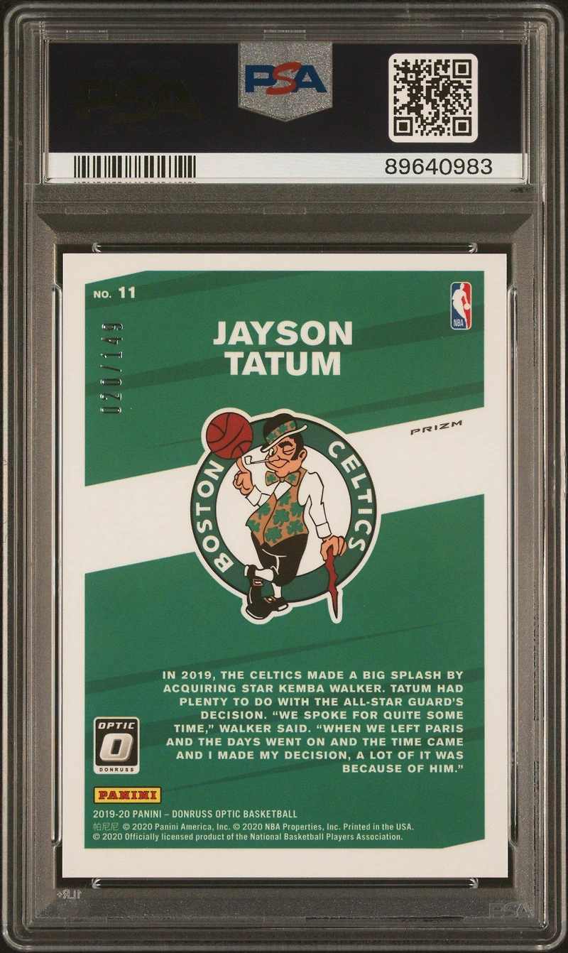 2019 Panini Donruss Optic My House! 11 Jayson Tatum Lime Green PSA 10