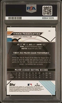 2023 Topps Finest 65 Vinnie Pasquantino Aqua Shimmer PSA 10