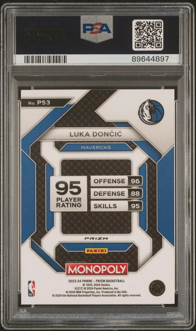 2023 Panini Prizm Monopoly All-star Ps3 Luka Doncic Purple PSA 10