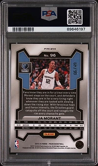 2023 Panini Prizm 96 Ja Morant Orange Prizm PSA 9