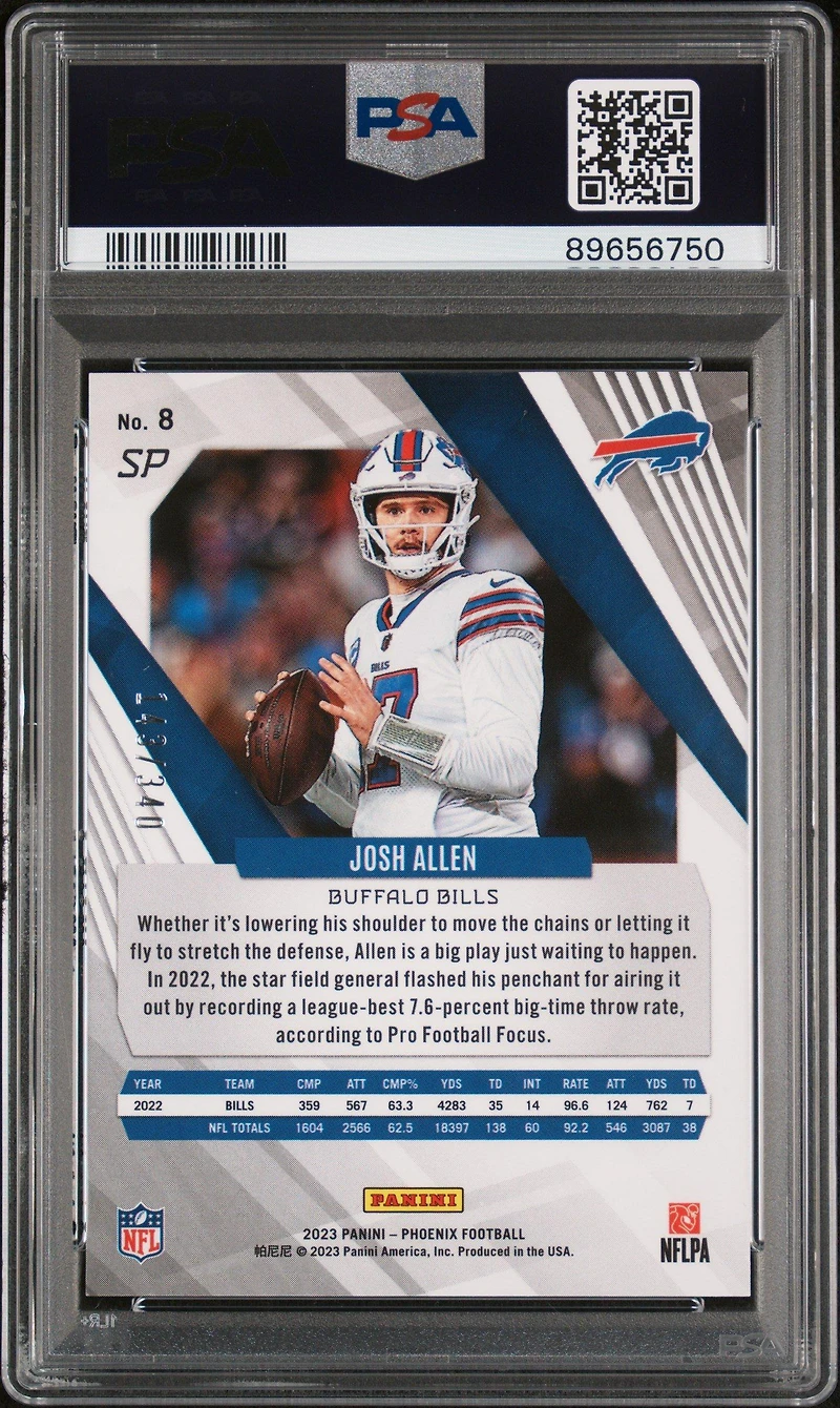 2023 Panini Phoenix 8 Josh Allen Sp-fire Burst PSA 10