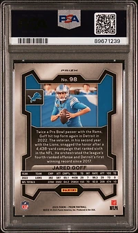 2023 Panini Prizm 98 Jared Goff Black & White Checker PSA 10