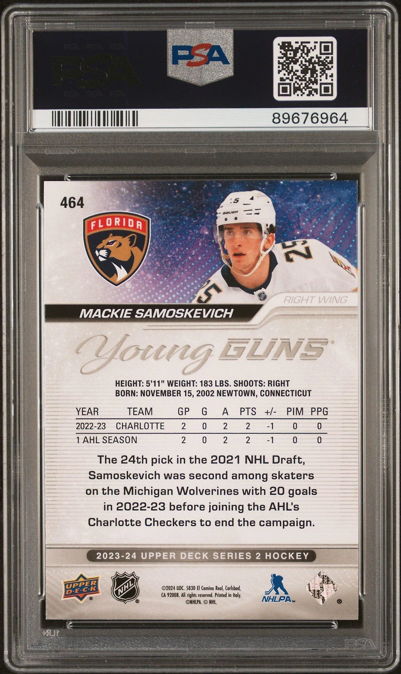 2023 Upper Deck 464 Mackie Samoskevich Outburst PSA 9