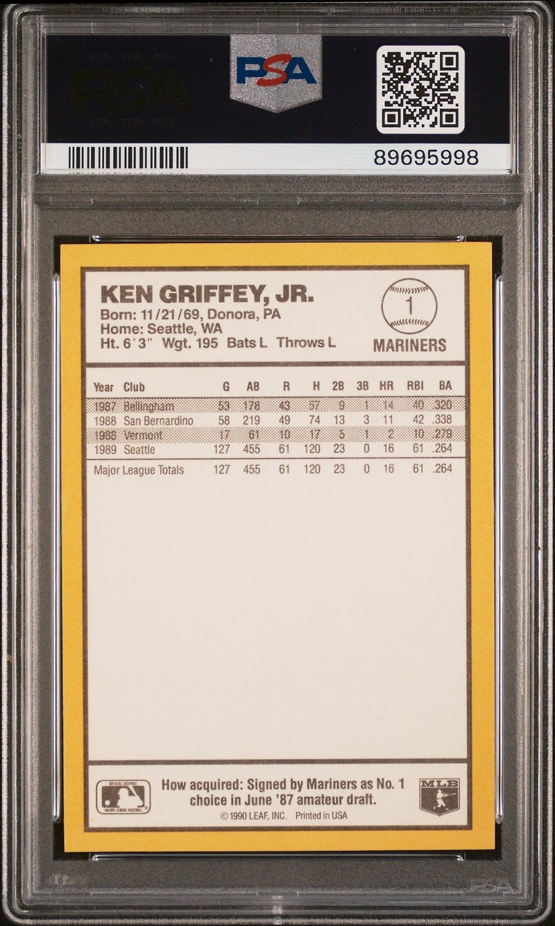1990 Donruss Best A.l. 1 Ken Griffey Jr. PSA 9