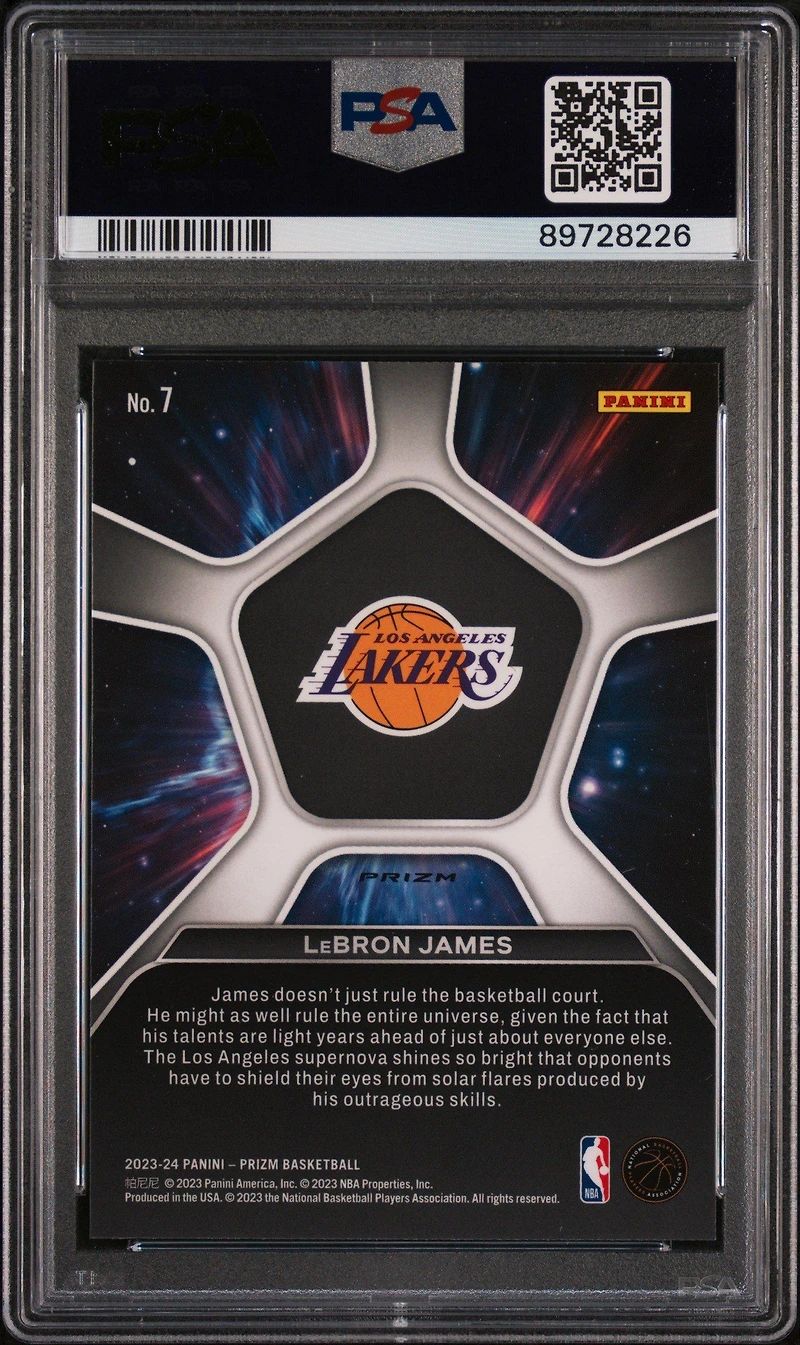 2023 Panini Prizm Deep Space 7 Lebron James Silver Prizm PSA 9