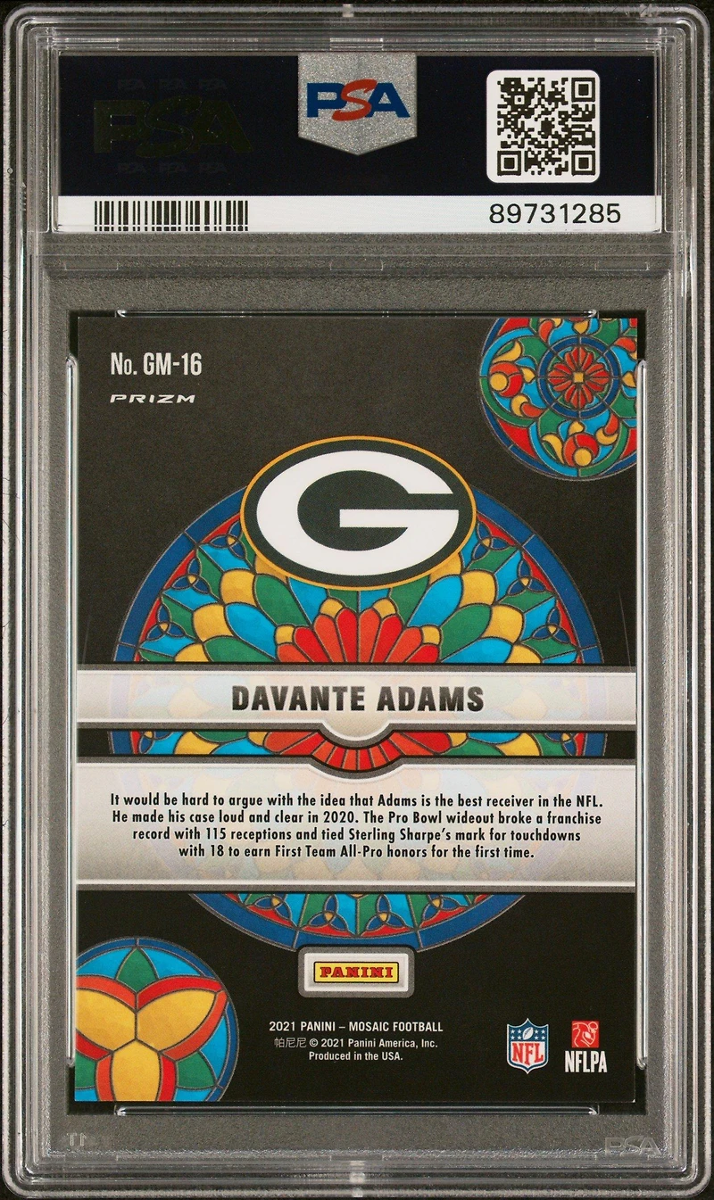 2021 Panini Mosaic Glass Mosaic Gm16 Davante Adams PSA 9