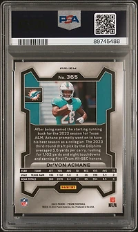 2023 Panini Prizm 365 De'von Achane Red/white/blue Prizm PSA 10