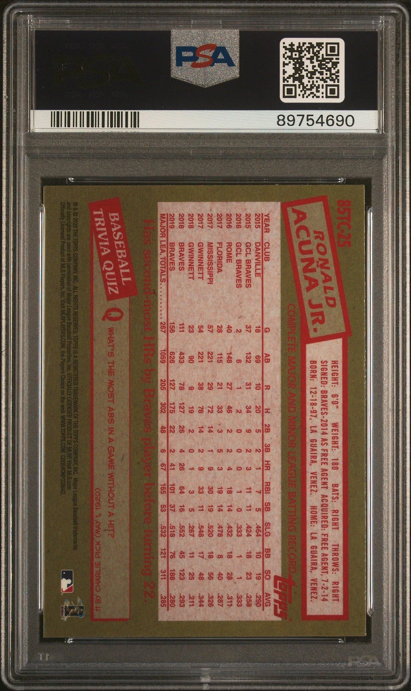 2020 Topps Chrome 1985 Topps 85tc25 Ronald Acuna Jr. PSA 10