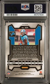 2023 Panini Prizm 331 Jahmyr Gibbs Autograph PSA 9
