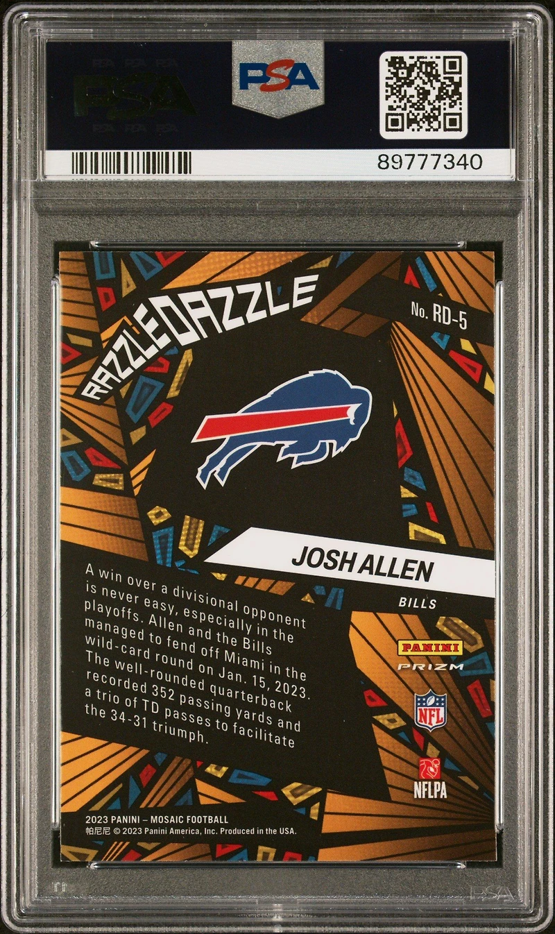 2023 Panini Mosaic Razzle Dazzle Rd5 Josh Allen PSA 10