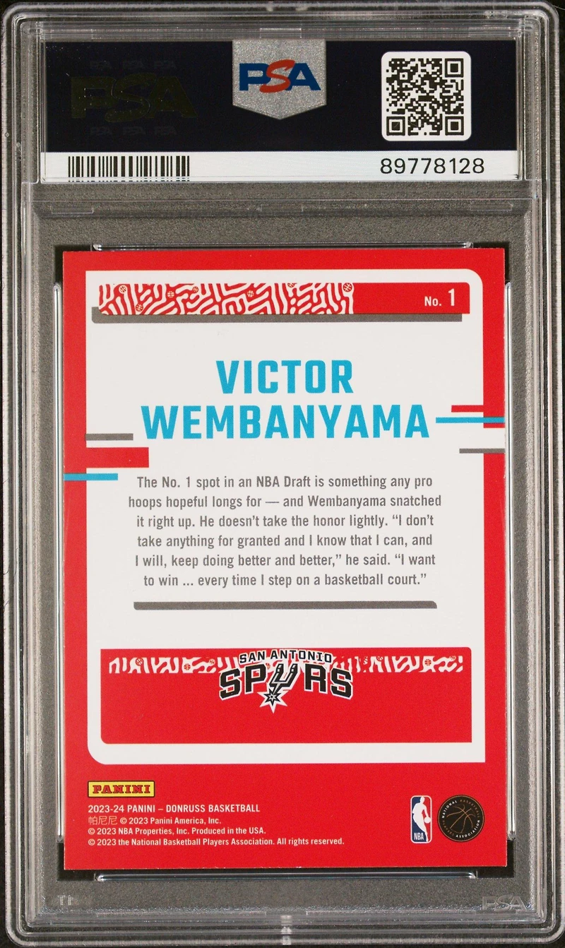 2023 Panini Donruss The Rookies 1 Victor Wembanyama PSA
