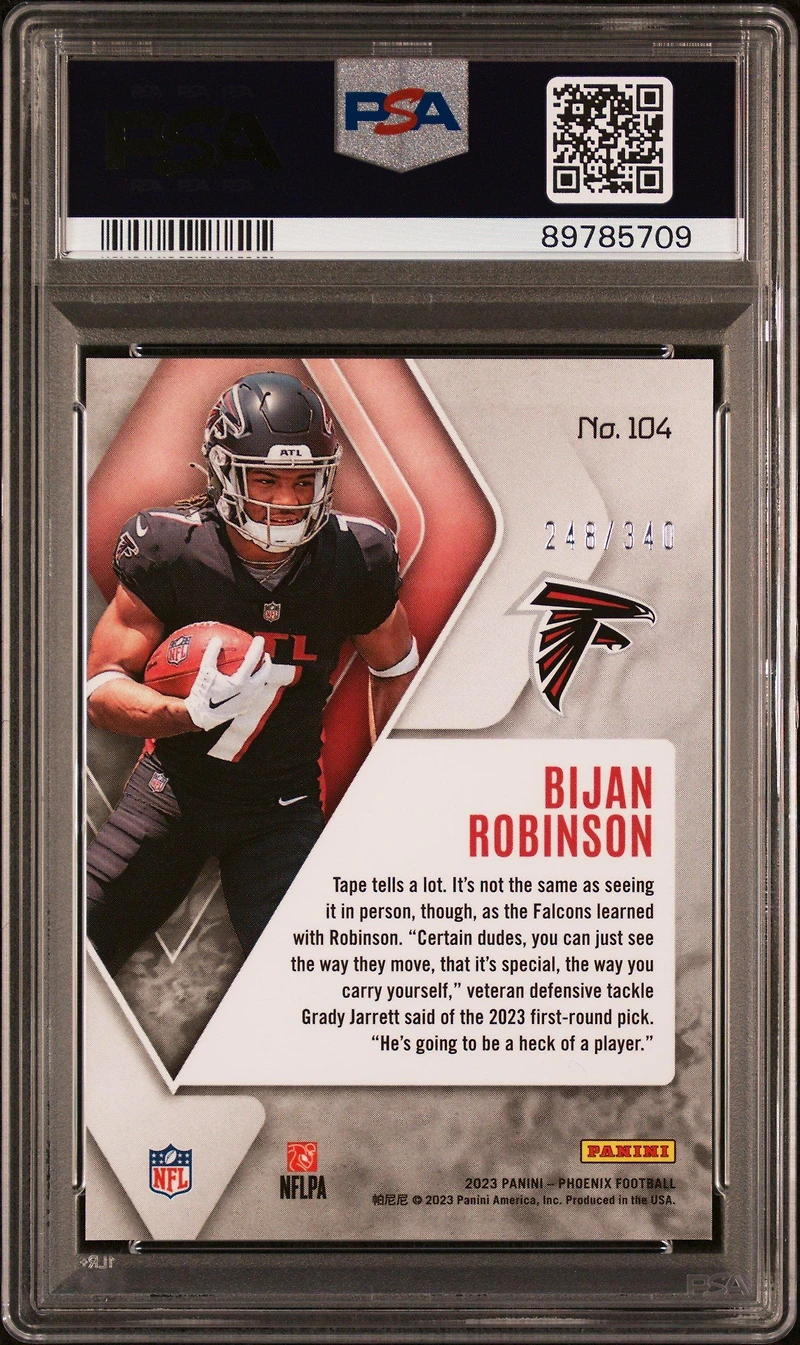 2023 Panini Phoenix 104 Bijan Robinson Fire Burst PSA 10