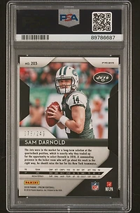 2018 Panini Prizm 203 Sam Darnold Orange Prizm Die-cut PSA 10