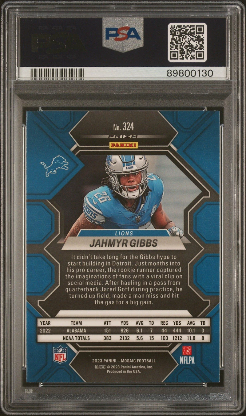 2023 Panini Mosaic 324 Jahmyr Gibbs Mosaic PSA 10