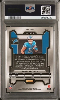 2023 Panini Prizm 332 Sam Laporta Neon Green Pulsar PSA 10