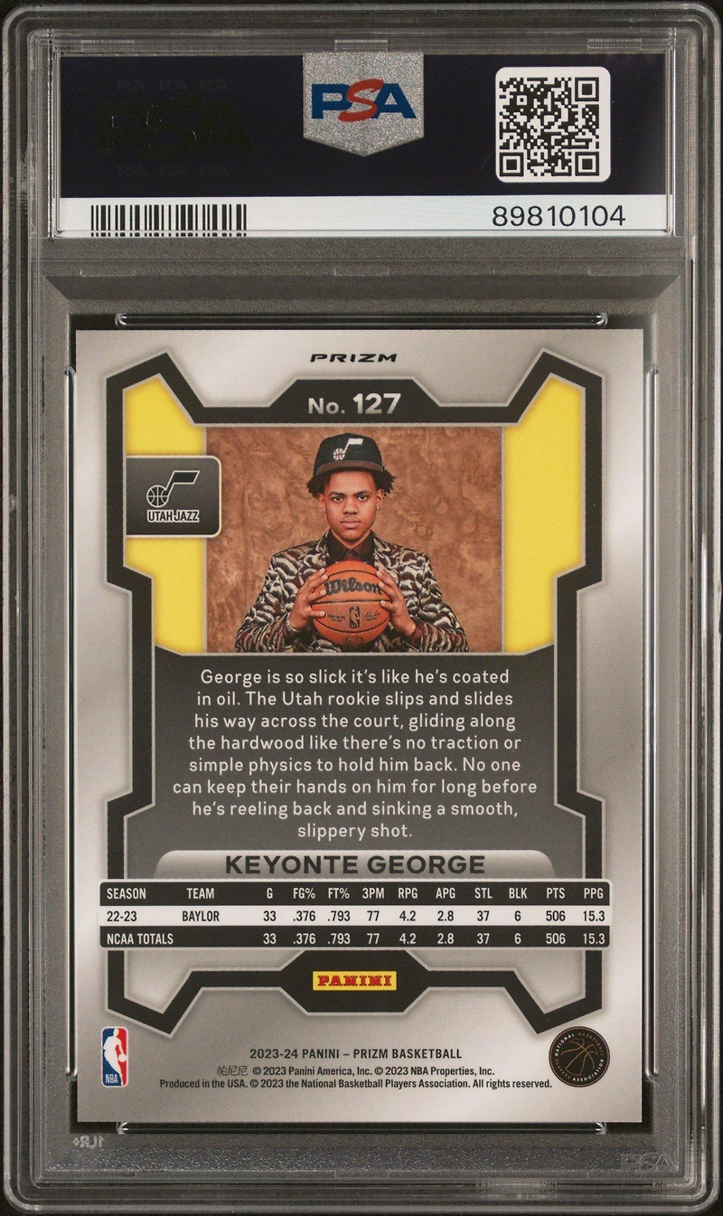 2023 Panini Prizm 127 Keyonte George Variation-fast Break PSA 10